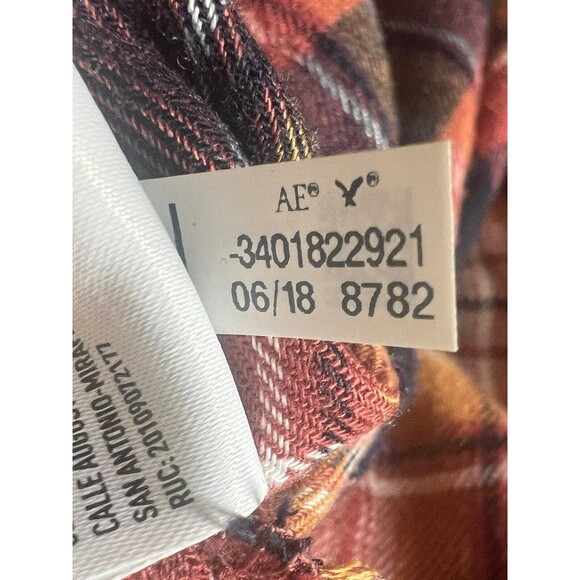 American Eagle Boyfriend Fit Ahh-mazingly Top Soft Flannel Shirt Mauve Plaid S - Picture 7 of 8